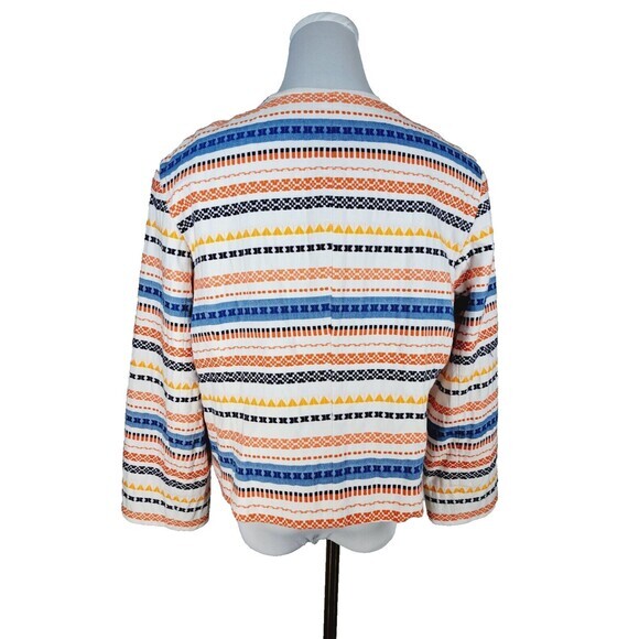 Trina Turk Beatrix‎ Embroidered Moto Zip up Jacket Blazer Coat Colorful Large 12 - Picture 3 of 11